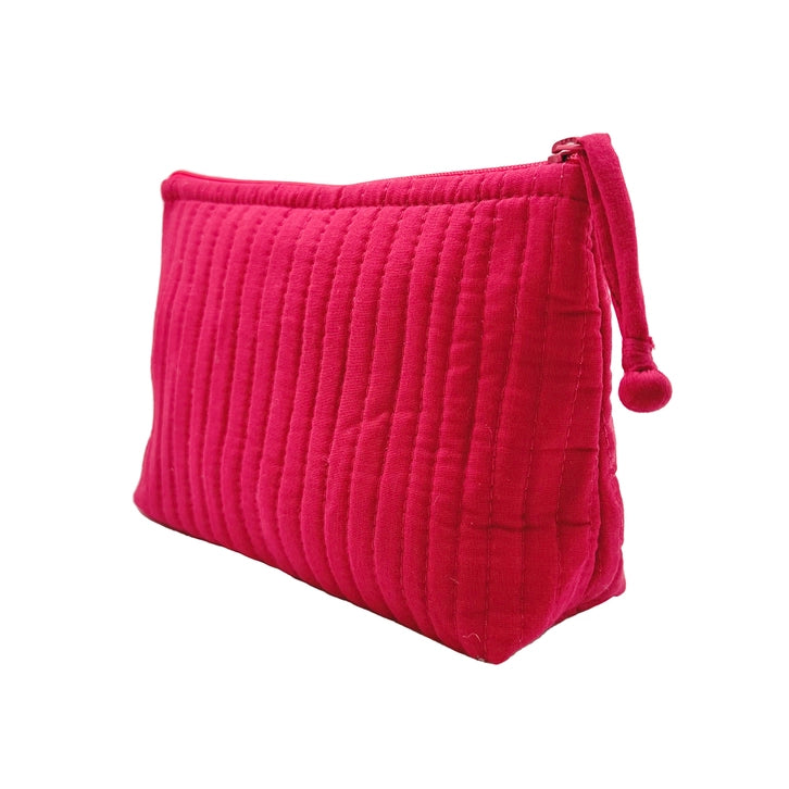 Quilted Solid Cotton Travel Pouch