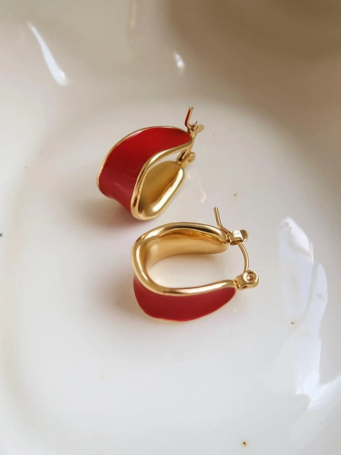 Candide 18K Gold Non-Tarnish Classic Hoop Earring | Red