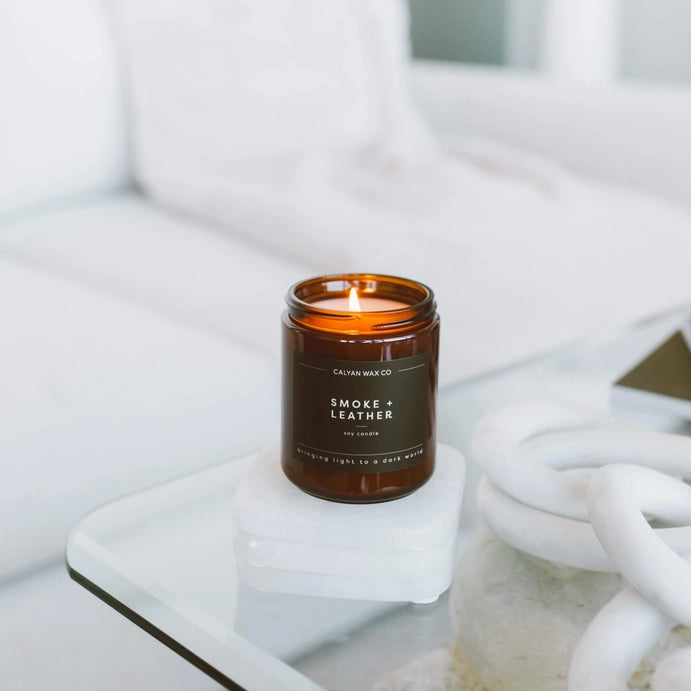 Smoke + Leather Amber Jar Soy Candle