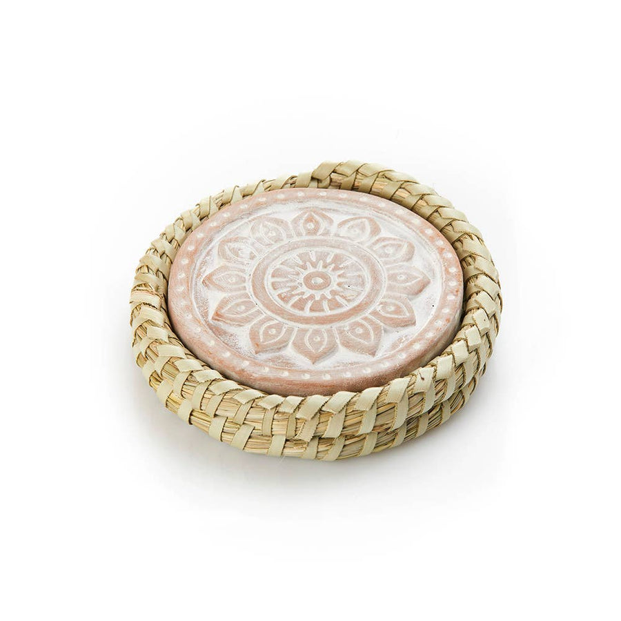 Mandala Warming Coaster with Kaisa Grass Basket