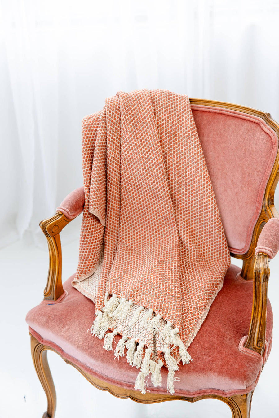 Woven Coral Throw Blanket