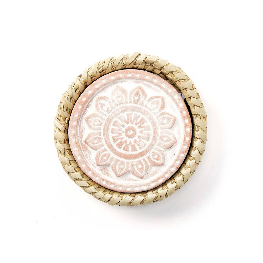 Mandala Warming Coaster with Kaisa Grass Basket