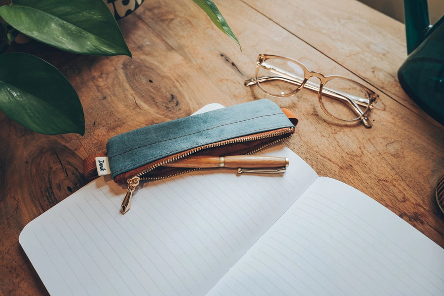 Denim Distressed Blue Notebook Pouch