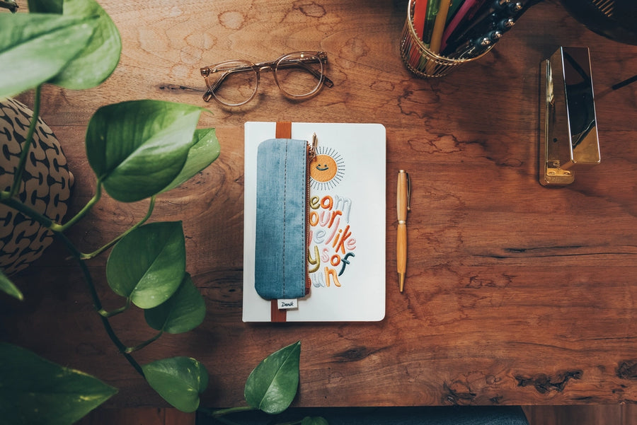 Denim Distressed Blue Notebook Pouch