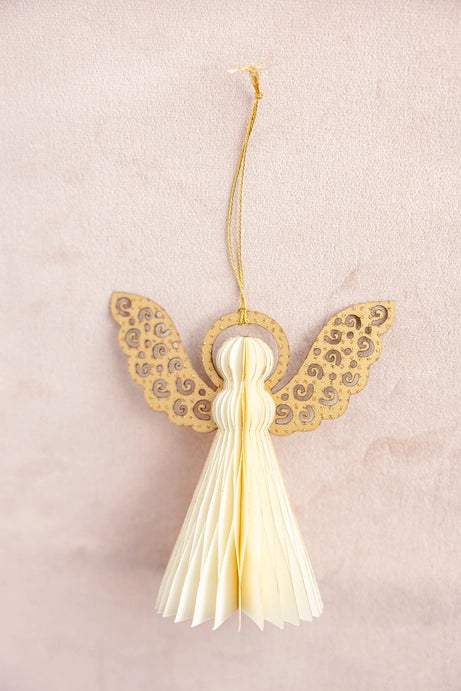 Honeycomb Harmony Angel Christmas Ornament