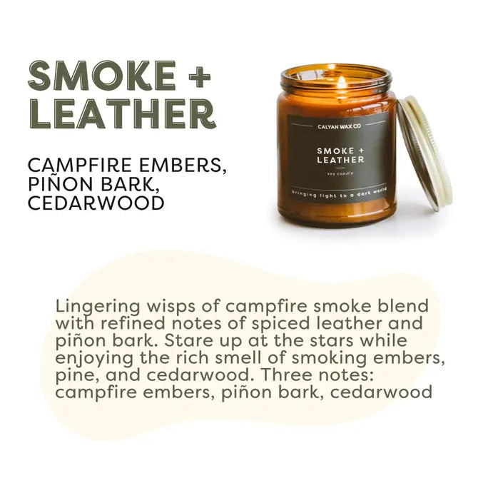 Smoke + Leather Amber Jar Soy Candle