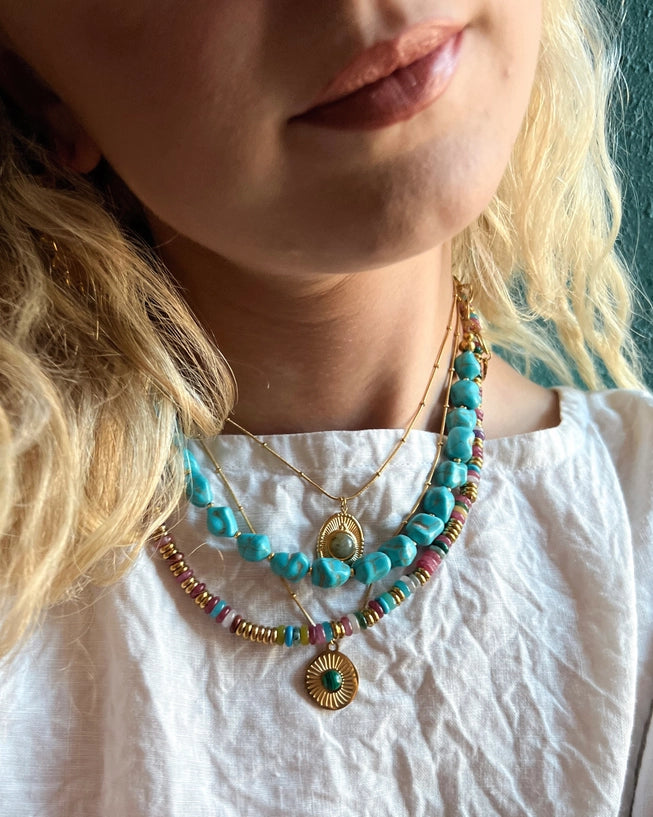 Joan Multi Color Beaded Stone Necklace