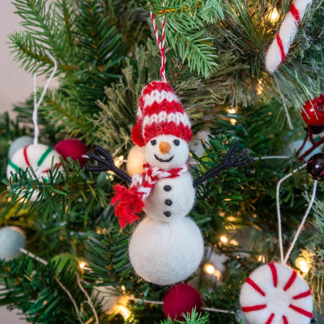 Snowman Holiday Eco Wool Ornament