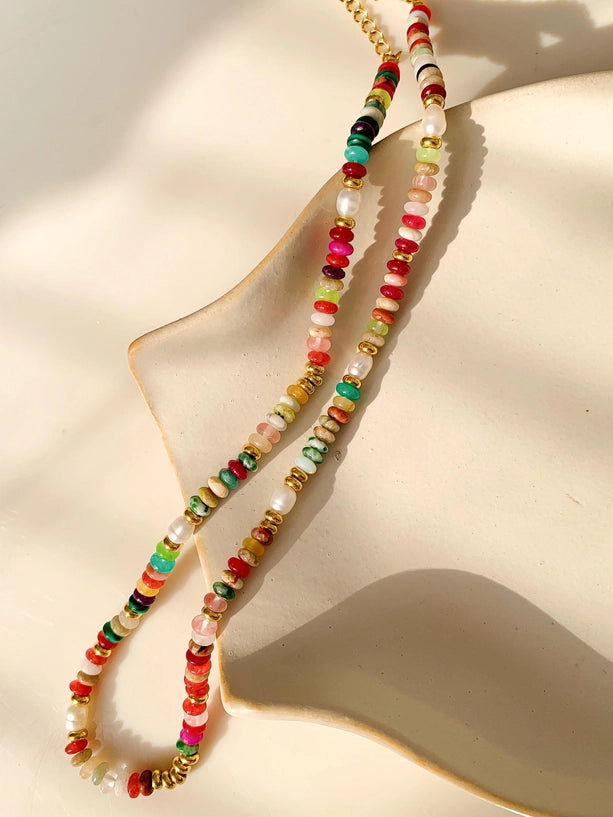 Sunny Non-Tarnish Boho Color Beaded Necklace