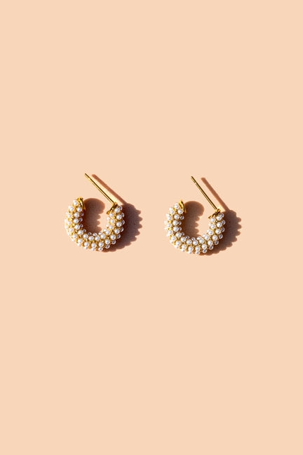 Pearl Mini Dot Hoops | 2 Styles