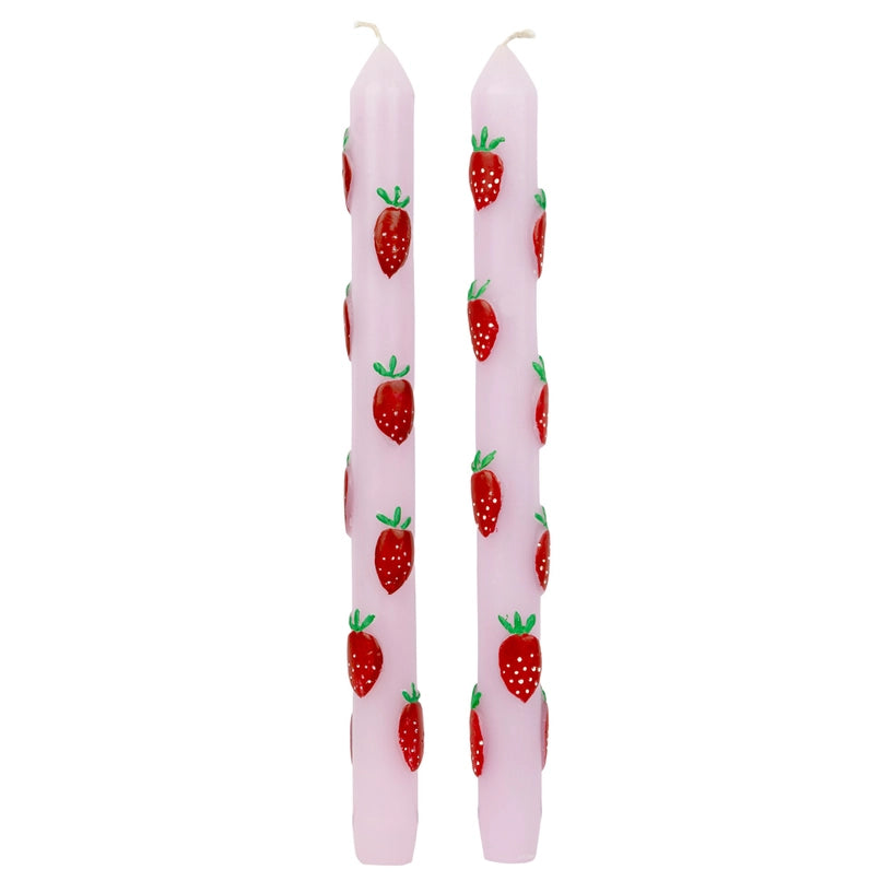 Strawberry Colored Dinner Candles | 2 Pack