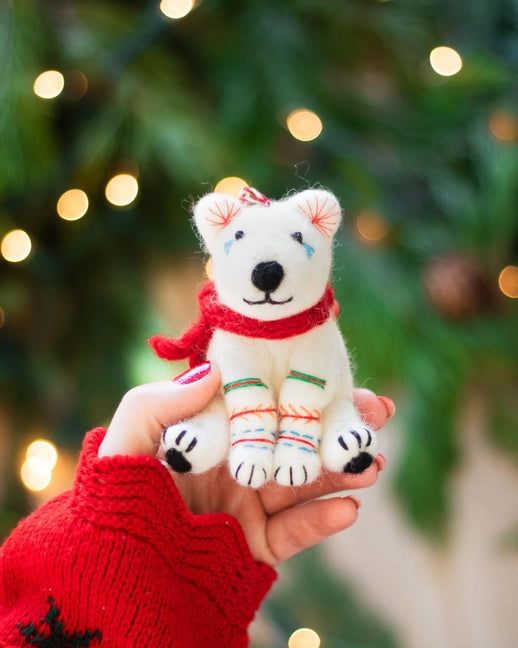 Nita the Polar Bear Eco Wool Ornament