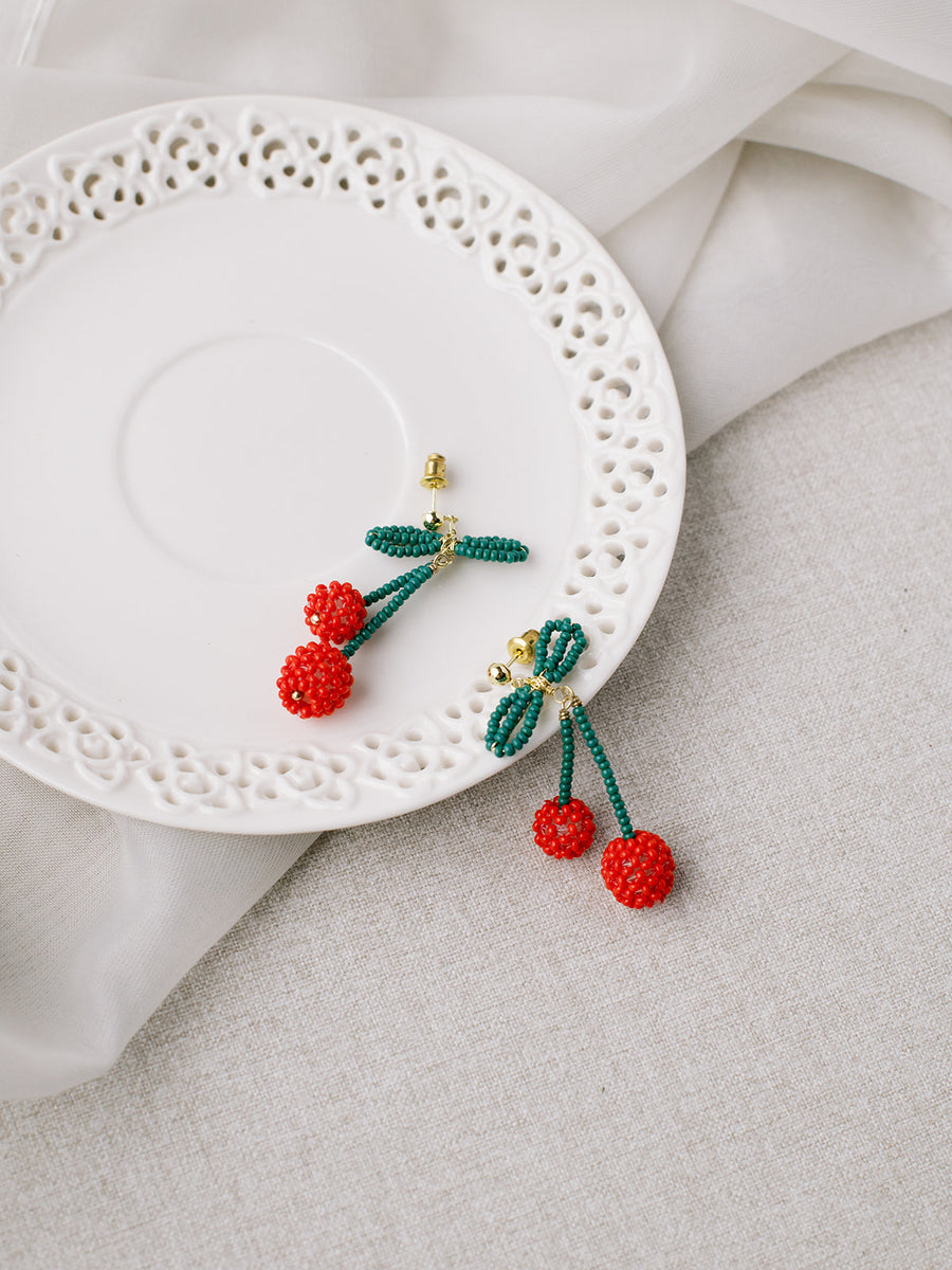 Cherry Beaded Earrings