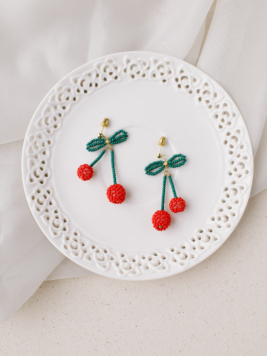 Cherry Beaded Earrings