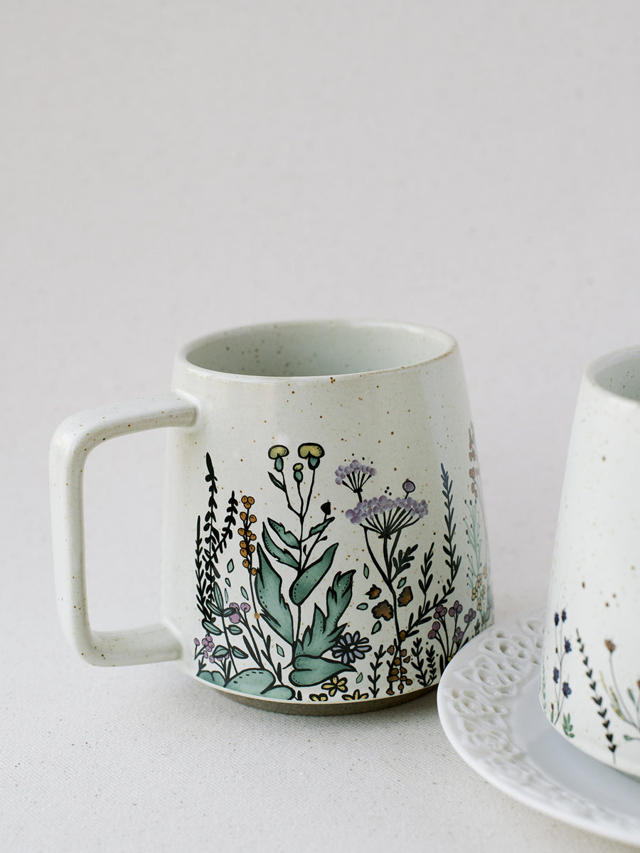 Floral Harmony Stoneware Mug