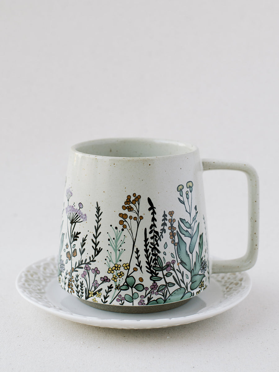 Floral Harmony Stoneware Mug