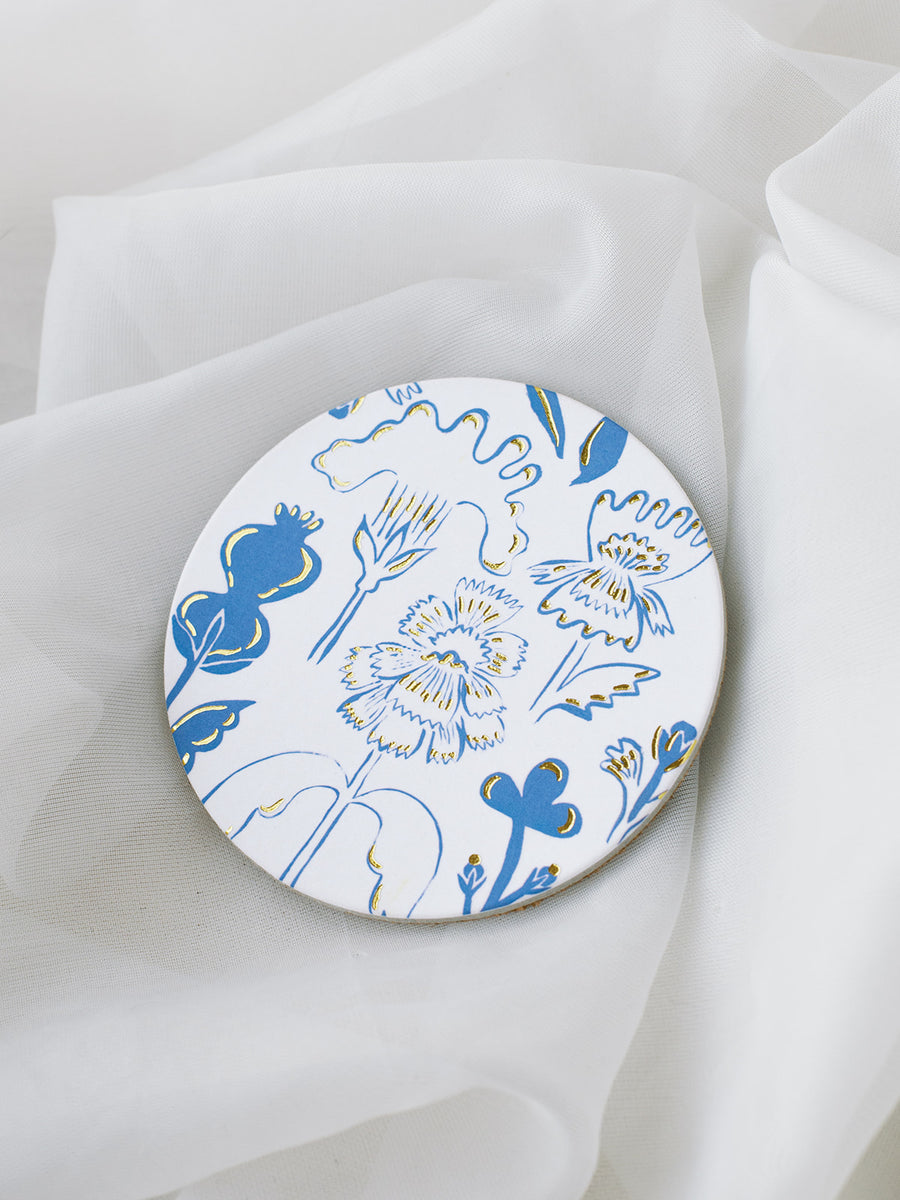 Blue Flowers Seedlings Coaster