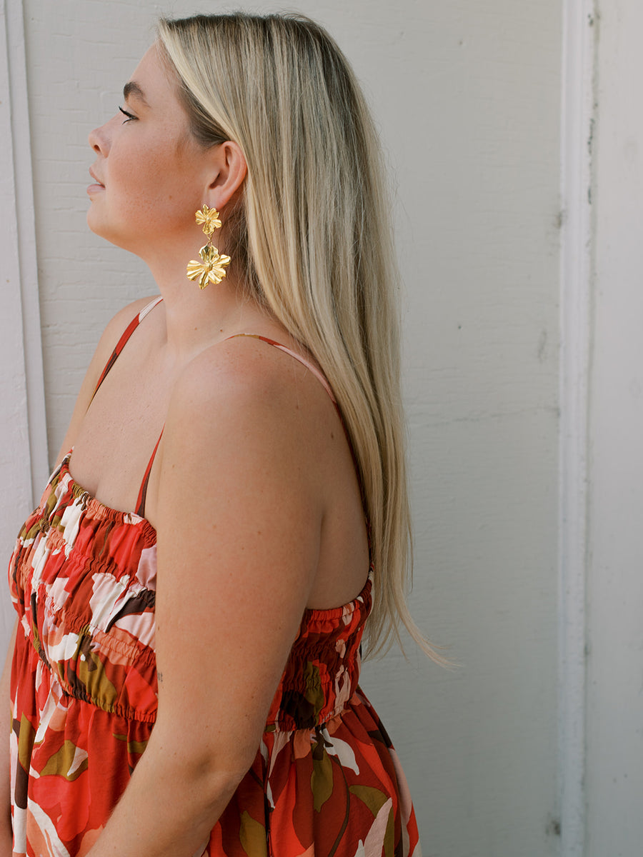 Vintage Gold Flower Earrings