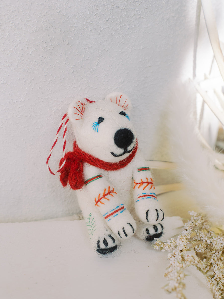 Nita the Polar Bear Eco Wool Ornament