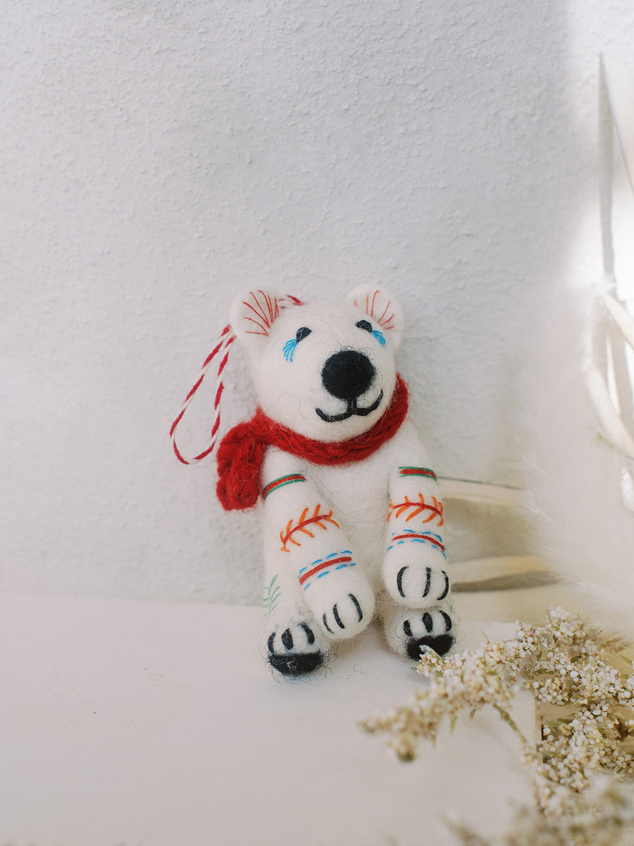 Nita the Polar Bear Eco Wool Ornament