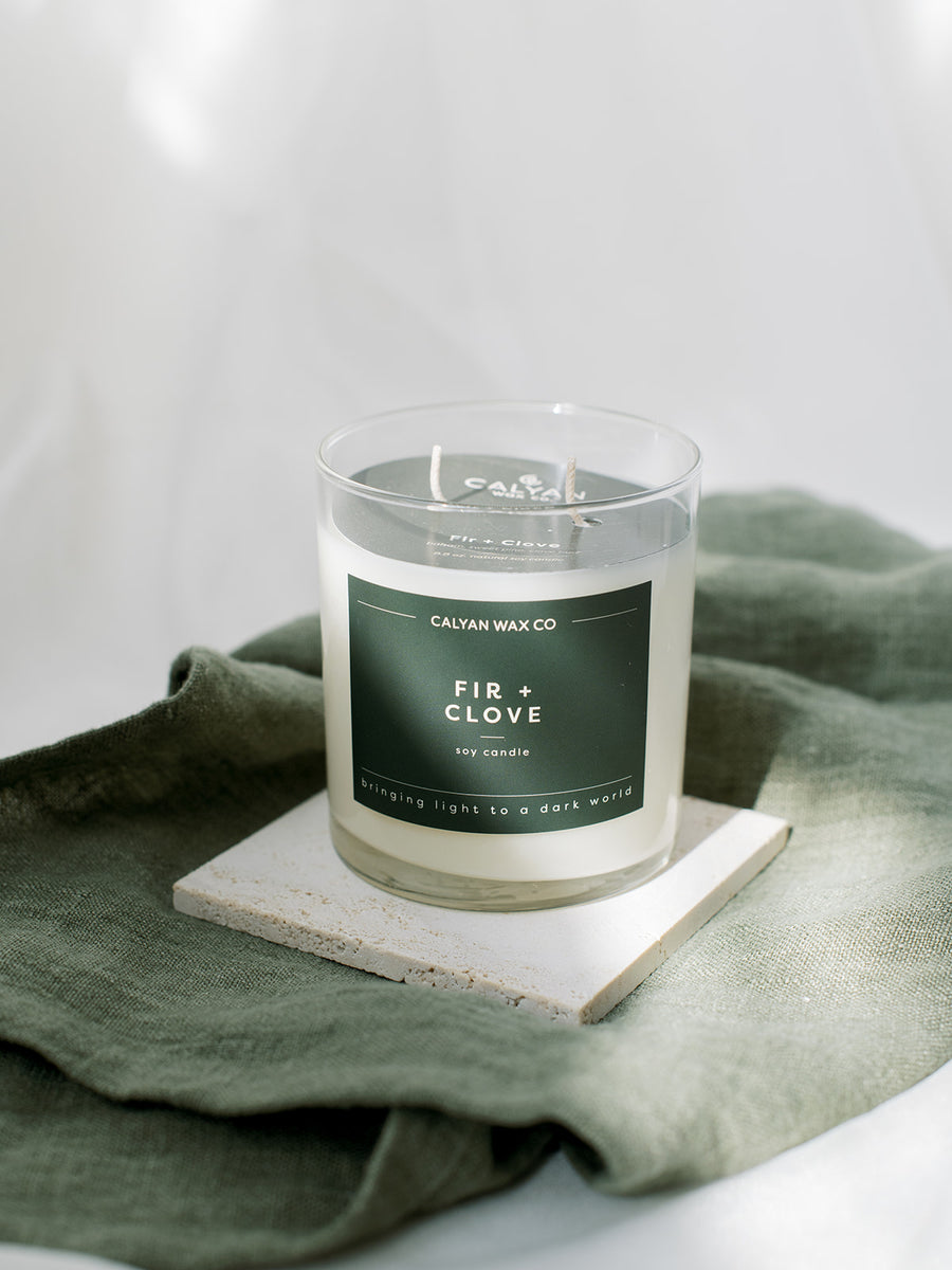 Fir + Clove Glass Tumbler Soy Candle