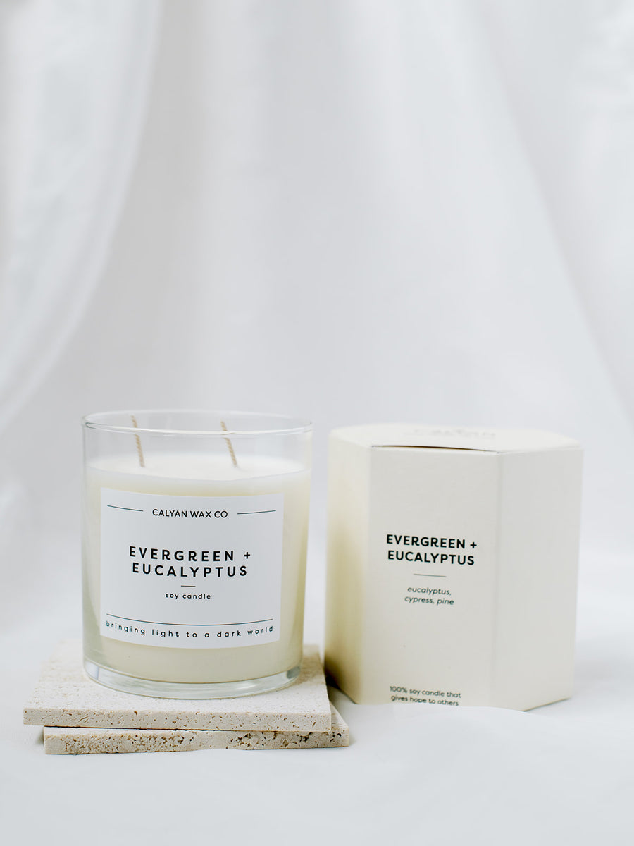 Evergreen + Eucalyptus Glass Candle