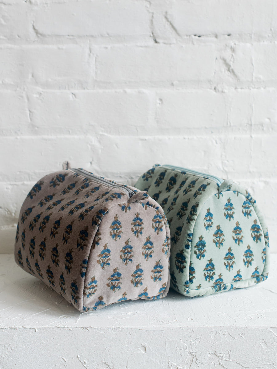 Block Print Velvet Cosmetic Pouch | 2 Colors