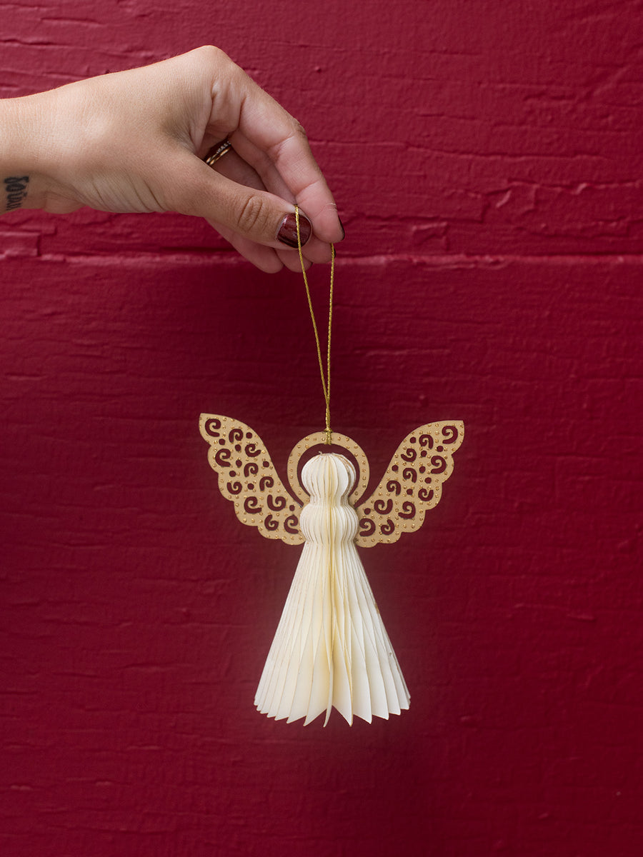 Honeycomb Harmony Angel Christmas Ornament