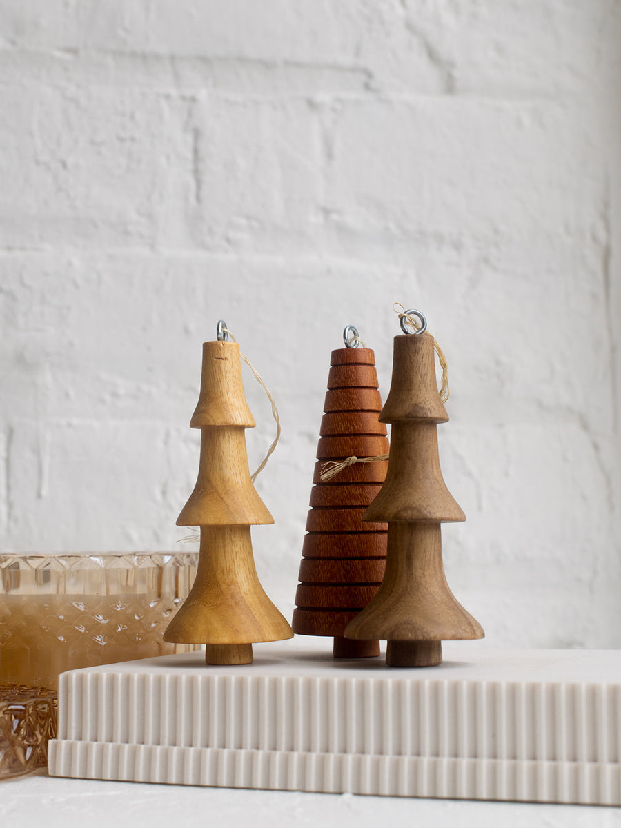 Reclaimed Wood Tree Ornaments | Assorted