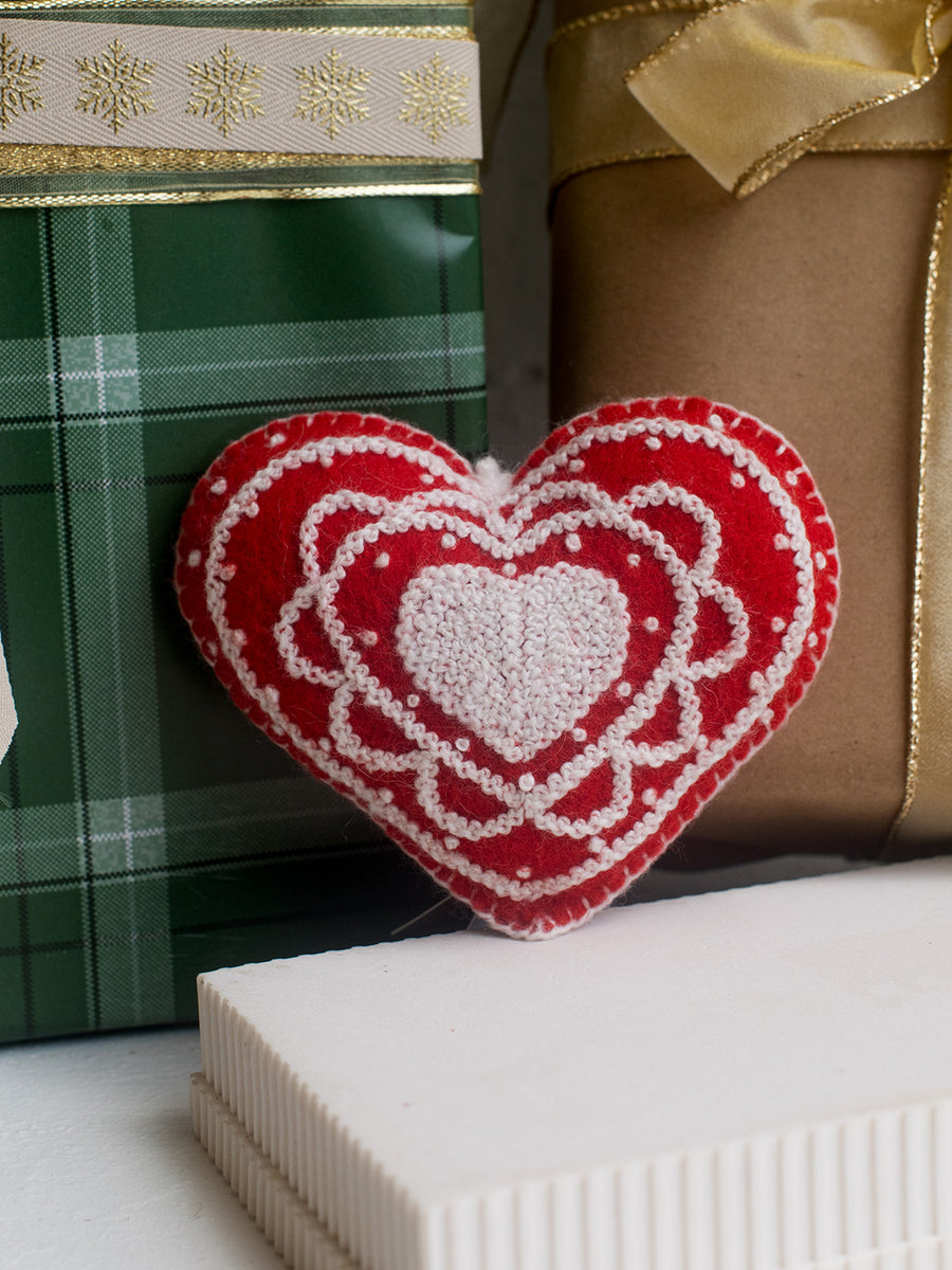 Embroidered Heart Ornament