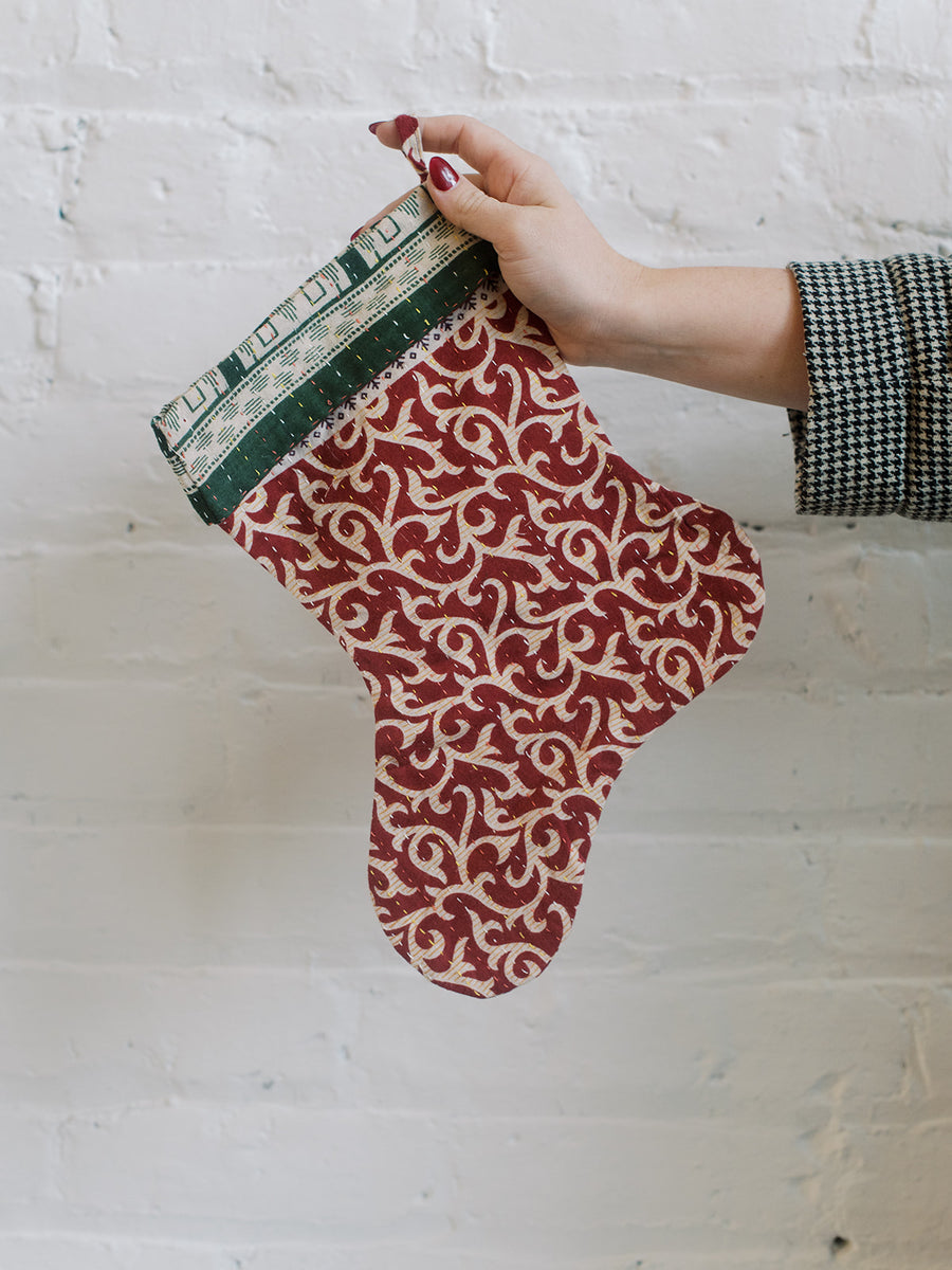 Kantha Christmas Stocking Small