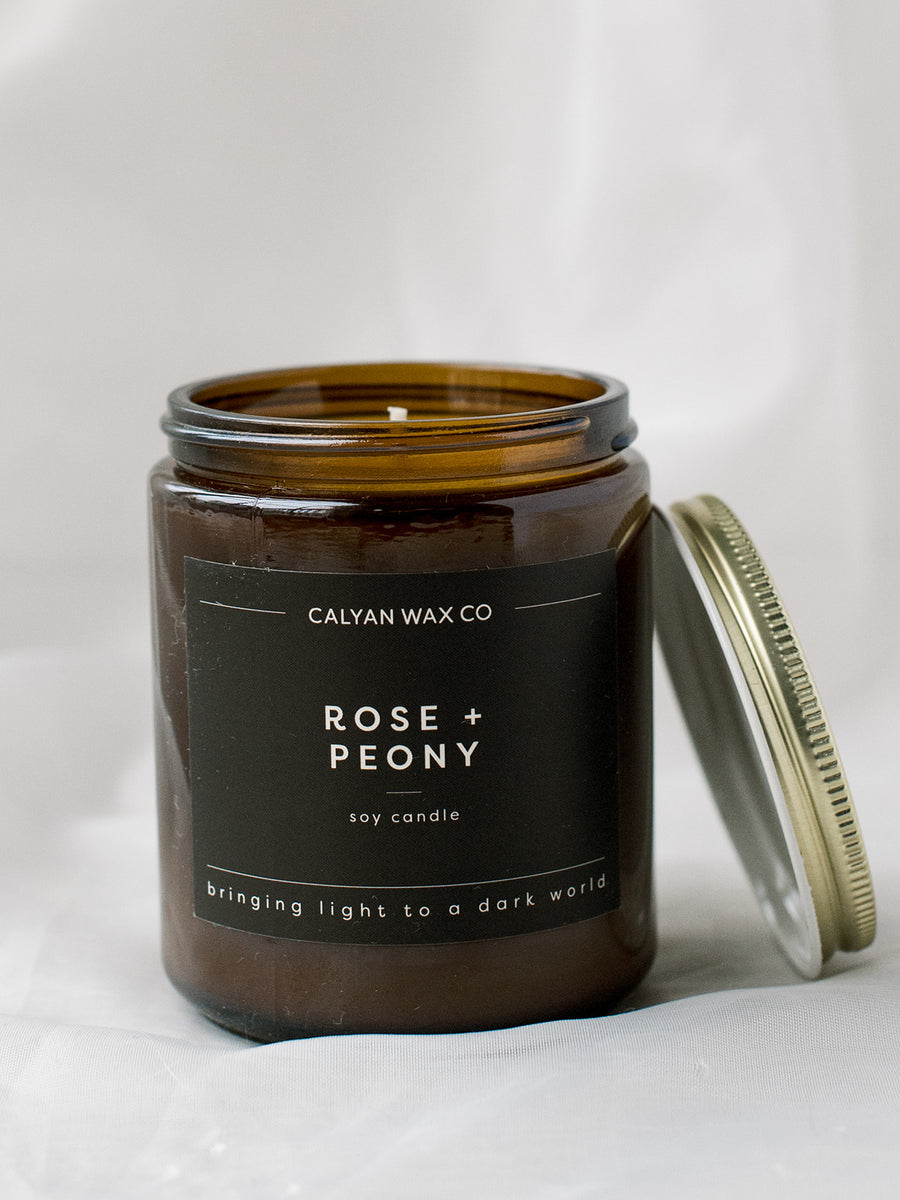 Rose + Peony | Amber Jar Soy Candle