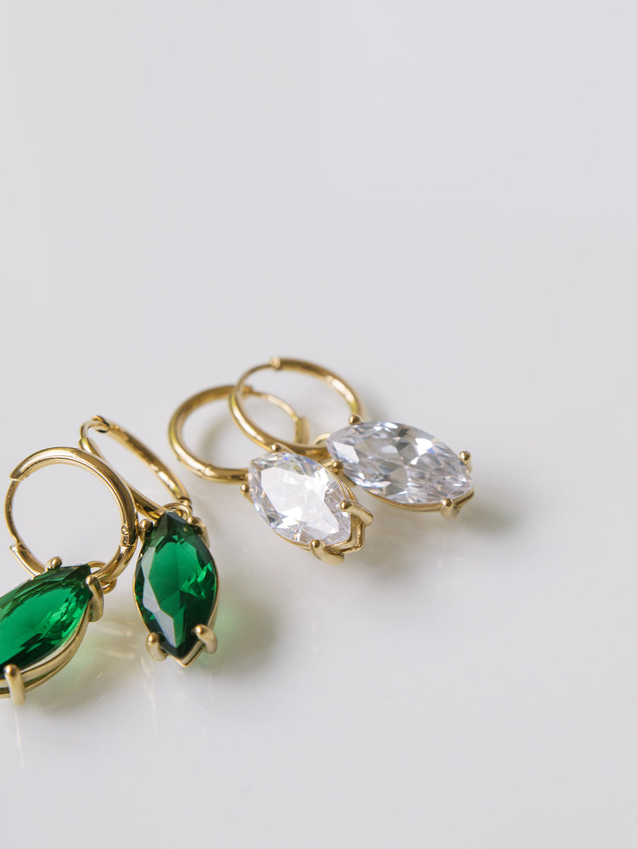 Erymon Diamond Drop Huggie Earrings | 2 Colors