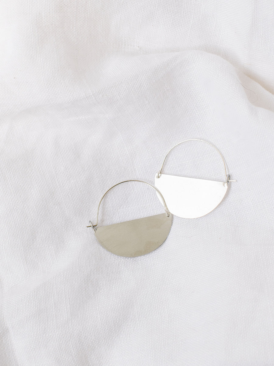Matte Half Moon Earrings | Silver