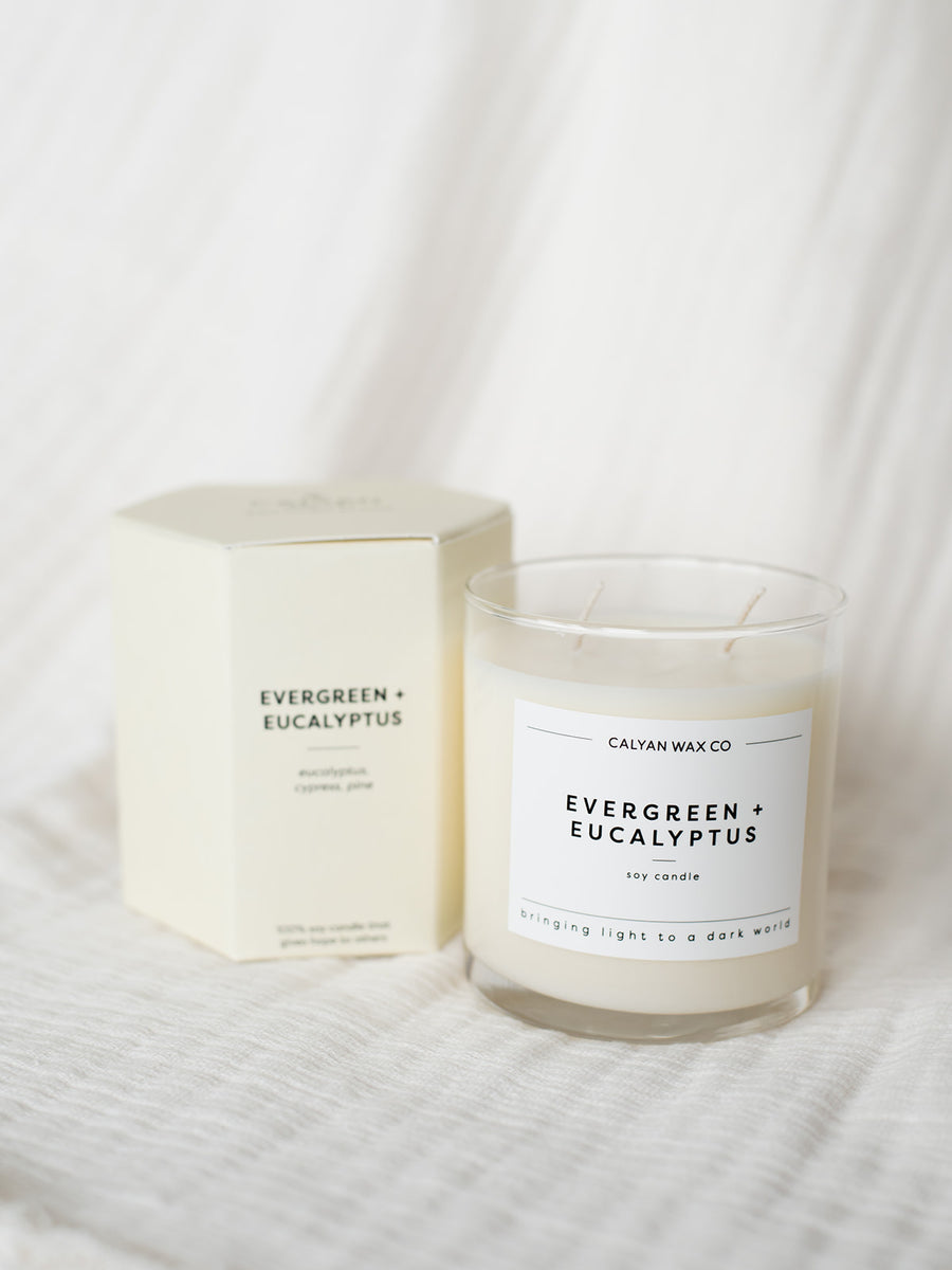 Evergreen + Eucalyptus Glass Candle