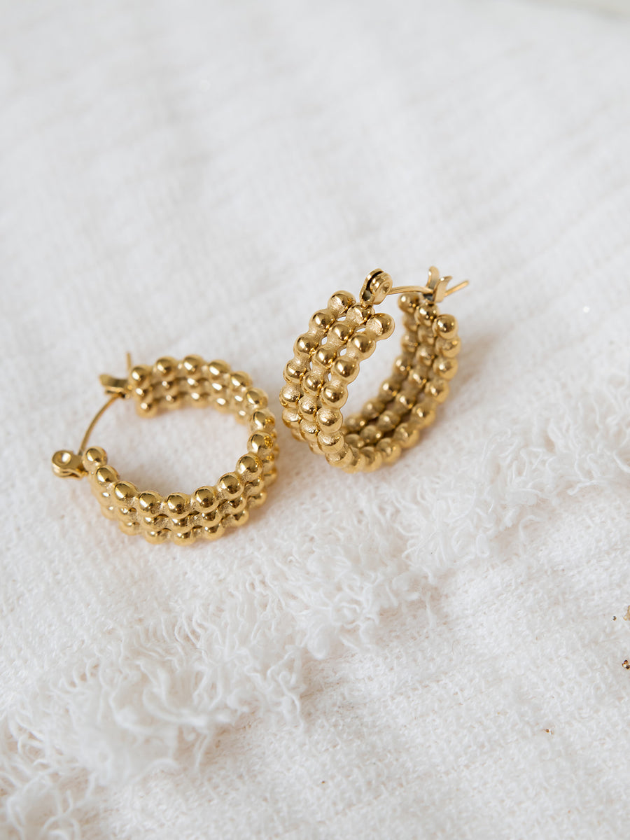 Edrick Beaded Gold Hoop Earrings